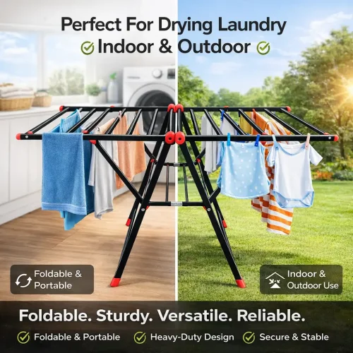 HEAVY DUTY FOLDABLE CLOTH DRYING RACK - THICKENED TUBES