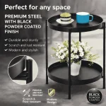 2-TIER ROUND METAL SIDE TABLE - BLACK / WHITE - Image 7