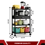4 Tier Kitchen Storage Rack with Drawer  | Heavy Duty Steel Rack with Wheels | Racks.lk - Image 2