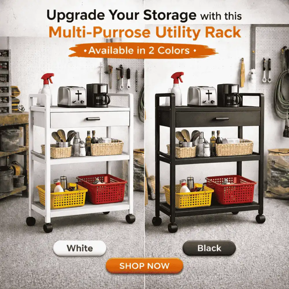 3 TIER KITCHEN STORAGE RACK WITH DRAWER - HEAVY DUTY CARBON STEEL WITH WHEELS 3 TIER KITCHEN STORAGE RACK WITH DRAWER - HEAVY DUTY CARBON STEEL WITH WHEELS