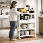 4 Tier Kitchen Storage Rack with Drawer  | Heavy Duty Steel Rack with Wheels | Racks.lk - Image 10