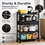 4 Tier Kitchen Storage Rack with Drawer  | Heavy Duty Steel Rack with Wheels | Racks.lk - Image 7