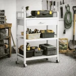3 TIER KITCHEN STORAGE RACK WITH DRAWER - HEAVY DUTY CARBON STEEL WITH WHEELS - Image 12