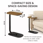 BED SIDE TABLE - SPACE SAVING SOFA TABLE WITH WOODEN TOP AND METAL FRAME - Image 2