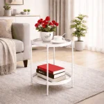 2-TIER ROUND METAL SIDE TABLE - BLACK / WHITE - Image 8
