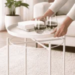 2-TIER ROUND METAL SIDE TABLE - BLACK / WHITE - Image 6