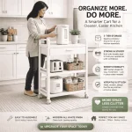 3 TIER KITCHEN STORAGE RACK WITH DRAWER - HEAVY DUTY CARBON STEEL WITH WHEELS - Image 11