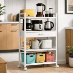 4 Tier Kitchen Storage Rack with Drawer  | Heavy Duty Steel Rack with Wheels | Racks.lk - Image 8