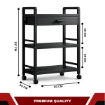 3 TIER KITCHEN STORAGE RACK WITH DRAWER - HEAVY DUTY CARBON STEEL WITH WHEELS - Image 2