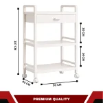 3 TIER KITCHEN STORAGE RACK WITH DRAWER - HEAVY DUTY CARBON STEEL WITH WHEELS - Image 3