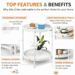 2-TIER ROUND METAL SIDE TABLE - BLACK / WHITE - Image 9