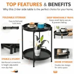 2-TIER ROUND METAL SIDE TABLE - BLACK / WHITE - Image 3