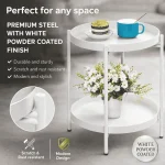 2-TIER ROUND METAL SIDE TABLE - BLACK / WHITE - Image 2