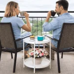 2-TIER ROUND METAL SIDE TABLE - BLACK / WHITE - Image 4