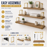 RUSTIC 3-LAYER PLANK FOR HANGING & DISPLAYING STORAGE SHELF FOR BEDROOM, BATHROOM, LIVING ROOM, KITCHEN - Image 9