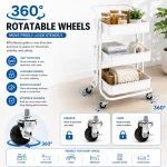 Heavy-Duty Metal Storage Trolley With Wheels | 3-Tier Multipurpose Rolling Cart For Kitchen, Bathroom, Office & Home Organization - Image 6