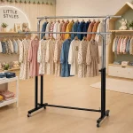 Heavy-Duty Double Rail Clothes Stand with Adjustable Width and Height - Image 3