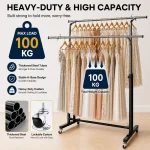 Heavy-Duty Double Rail Clothes Stand with Adjustable Width and Height - Image 6
