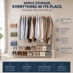 Heavy-Duty Metal Garment Rack With Shelves And Double Hanging Rods For Clothing Storage - Image 7