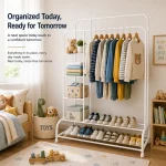 Heavy-Duty Metal Garment Rack With Shelves And Double Hanging Rods For Clothing Storage - Image 5