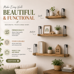 RUSTIC 3-LAYER PLANK FOR HANGING & DISPLAYING STORAGE SHELF FOR BEDROOM, BATHROOM, LIVING ROOM, KITCHEN - Image 6