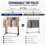 Heavy-Duty Double Rail Clothes Stand with Adjustable Width and Height - Image 4