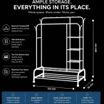 Heavy-Duty Metal Garment Rack With Shelves And Double Hanging Rods For Clothing Storage - Image 2