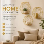 Wall Mount Home / Wall Decor – Modern Geometry Set of 3 (Black & Gold ) - Image 9