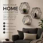 Wall Mount Home / Wall Decor – Modern Geometry Set of 3 (Black & Gold ) - Image 8