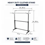 Heavy-Duty Double Rail Clothes Stand with Adjustable Width and Height - Image 2
