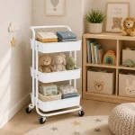 Heavy-Duty Metal Storage Trolley With Wheels | 3-Tier Multipurpose Rolling Cart For Kitchen, Bathroom, Office & Home Organization - Image 3