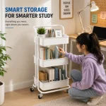 Heavy-Duty Metal Storage Trolley With Wheels | 3-Tier Multipurpose Rolling Cart For Kitchen, Bathroom, Office & Home Organization - Image 7