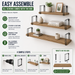 RUSTIC 3-LAYER PLANK FOR HANGING & DISPLAYING STORAGE SHELF FOR BEDROOM, BATHROOM, LIVING ROOM, KITCHEN - Image 3