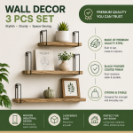 RUSTIC 3-LAYER PLANK FOR HANGING & DISPLAYING STORAGE SHELF FOR BEDROOM, BATHROOM, LIVING ROOM, KITCHEN - Image 4