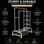 Heavy-Duty Metal Garment Rack With Shelves And Double Hanging Rods For Clothing Storage - Image 6