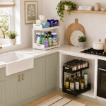 CABINET HANGING BASKET, UNDER CABINET HANGING RACK, CUP AND TISSUE HOLDER, WIRE RACK ORGANIZER