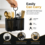 Portable Carbon Steel Kitchen Cutlery Holder – Dual Compartment Utensil Organizer - Image 5