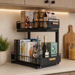 CABINET HANGING BASKET, UNDER CABINET HANGING RACK, CUP AND TISSUE HOLDER, WIRE RACK ORGANIZER - Image 6