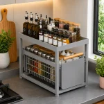 Carbon Steel Pull Out Kitchen Storage Rack, Sliding Basket Organizer - Image 6