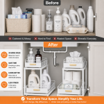 CABINET HANGING BASKET, UNDER CABINET HANGING RACK, CUP AND TISSUE HOLDER, WIRE RACK ORGANIZER - Image 4