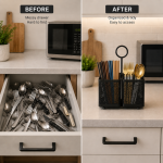 Portable Carbon Steel Kitchen Cutlery Holder – Dual Compartment Utensil Organizer - Image 6