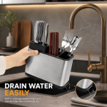 Stainless Steel Cutlery Holder, 3 in 1 Kitchen Utensil Organizer - Image 5
