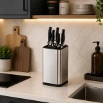 Stainless Steel Universal Knife Block, 14 Slot Knife Holder (Knives Not Included)