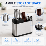 Stainless Steel Cutlery Holder, 3 in 1 Kitchen Utensil Organizer - Image 4