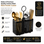 Portable Carbon Steel Kitchen Cutlery Holder – Dual Compartment Utensil Organizer - Image 3