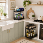 CABINET HANGING BASKET, UNDER CABINET HANGING RACK, CUP AND TISSUE HOLDER, WIRE RACK ORGANIZER - Image 9