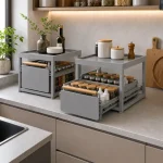 Carbon Steel Pull Out Kitchen Storage Rack, Sliding Basket Organizer - Image 3