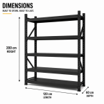 5 Shelf Heavy Duty Storage Rack, Warehouse Storage Rack ( 4ft x 2ft x 6.5ft ) - Image 2