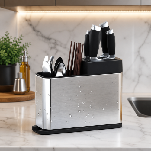 Stainless Steel Cutlery Holder, 3 in 1 Kitchen Utensil Organizer