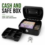 Carbon Steel Cash Box With Secure Lock – Mini Money Safe, Portable Coin Bank, Metal Collection Storage - Image 4
